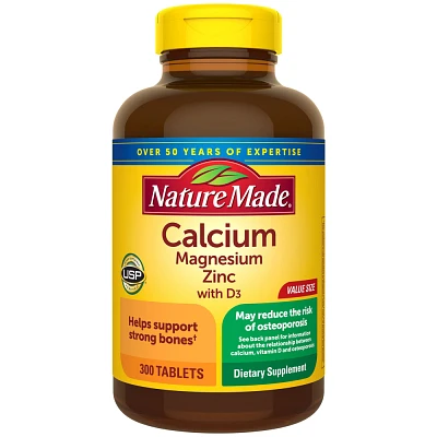 Nature Made Magnesium and Zinc with Vitamin D3, Calcium Supplement for Bone Support Tablets - 300ct