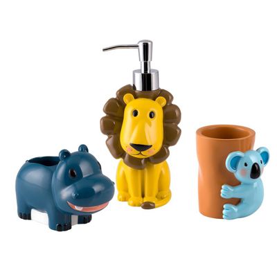 3pc Animal Alphabet Kids Bath Accessories Set - Allure Home Creations