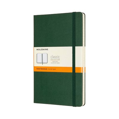 Moleskine Narrow Rule Notebook 8.25x5 Hard Cover Large Classic Myrtle Green