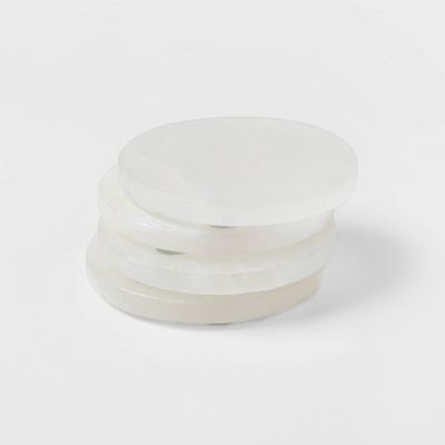 4pk Marble Alabaster Coasters - Threshold: Stone Drink Coasters, Traditional Style, Spot Clean, 10.16cm, Set of 4