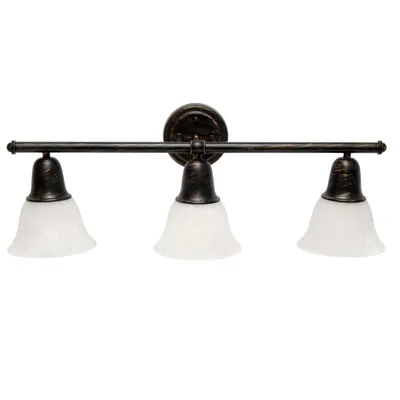 3 Light Metal and Alabaster White Glass Vanity Wall Light: ETL Listed, Modern Style - Lalia Home