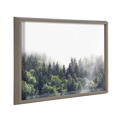 18 x 24 Blake Lush Green Forest on a Foggy Day Framed Printed Glass  - Kate & Laurel All Things Decor: Mystic Mountain Decor