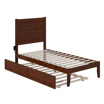 AFI Twin Noho Bed with Twin Trundle Walnut: Wood Frame, No Box Spring Needed, Casters/Wheels