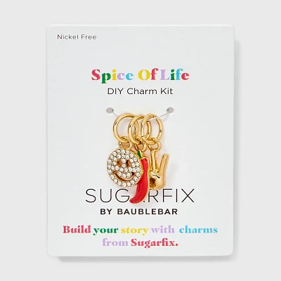 SUGARFIX by BaubleBar Spice Of Life Charm Necklace Set 3pc - Gold/Red: Lobter Claw Clap, Zinc Material
