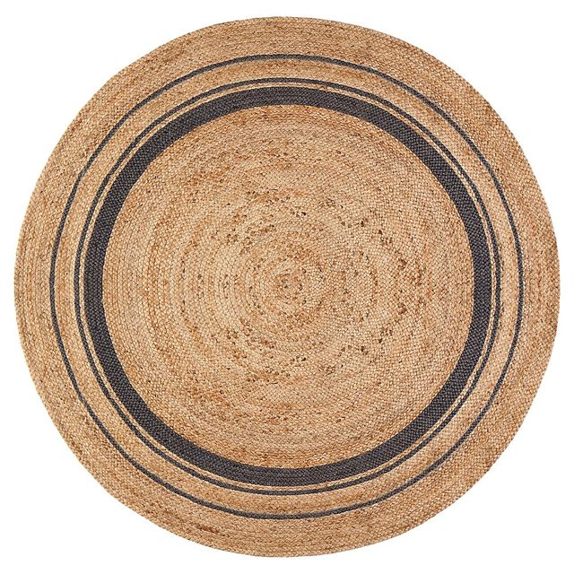 Kerala Mist Area Rug Round Beige (4x4) - Anji Mountain: Handmade Jute Braided Circular Carpet, Fair Trade Certified