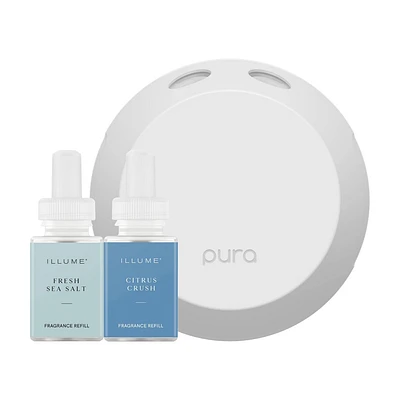 Pura Illume Fresh Sea Salt and Citrus Crush Starter Kit