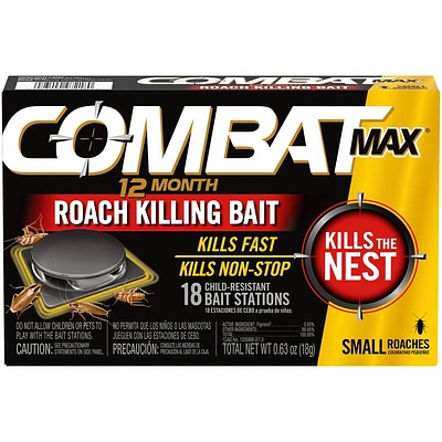 Combat Max 12 Month Roach Killing Bait Small Roach Bait Station - 18ct