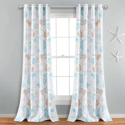 1pc 52x84 Light Filtering Harbor Life Window Curtain Panel Blue - Lush Dcor