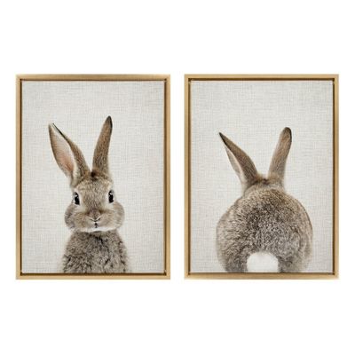 Set of 2) 18 x 24 Sylvie Bunny Portrait And Tail Framed Canvas Set