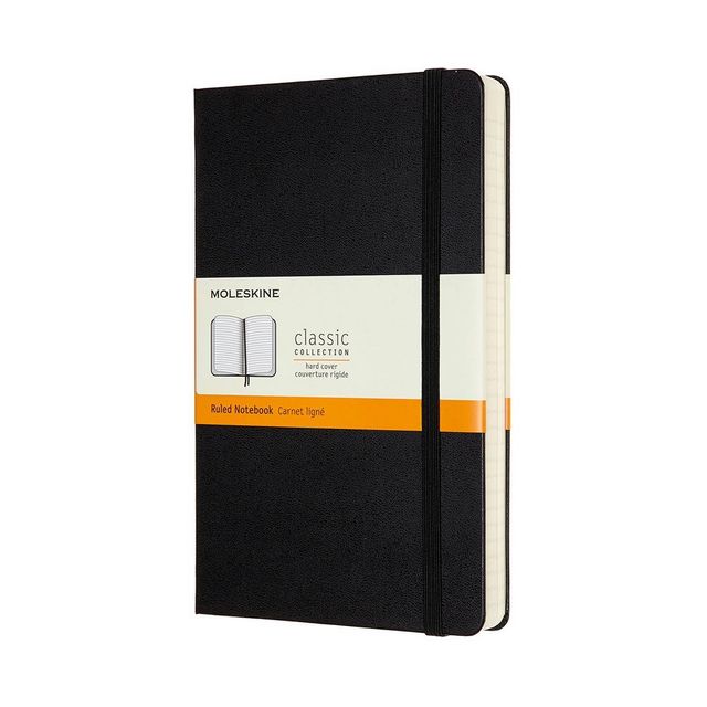 Moleskine Expanded Ruled Journal 5x 8 Black Hardcover: 400 Page Notebook, Acid-Free, Elastic Closure, FSC Certified