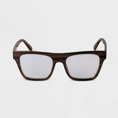 Womens Striped Retro Square Blue Light Filtering Glasses - A New Day Brown
