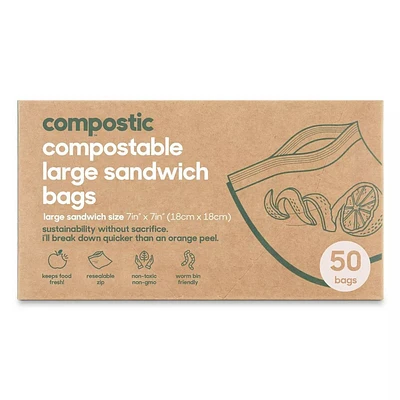 Compostic 100% Compostable Sandwich Bags - 50ct