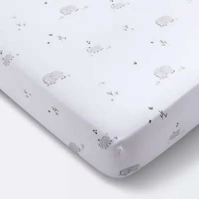 Cotton Fitted Crib Sheet - Elephants - Cloud Island