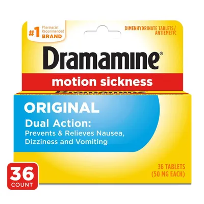 Dramamine Original Formula Motion Sickness Relief Tablets for Nausea, Dizziness & Vomiting