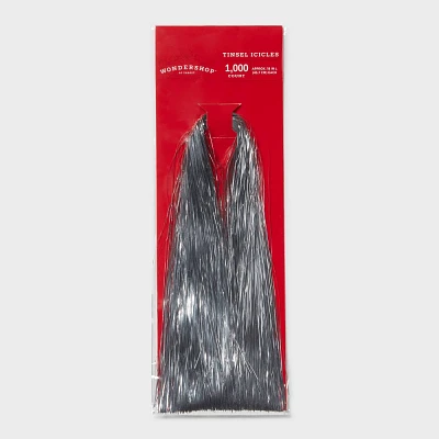 1000ct Tinsel Icicle Christmas Tree Ornament Silver - Wondershop