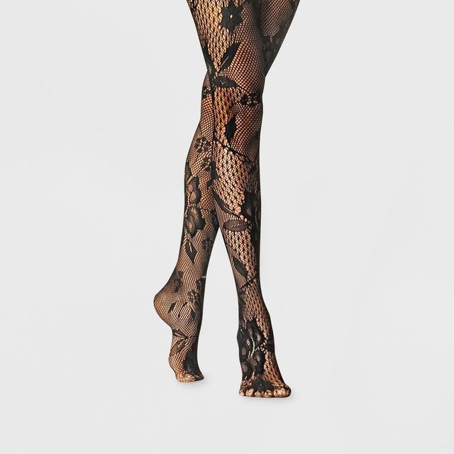 Womens Mixed Net Floral Tights