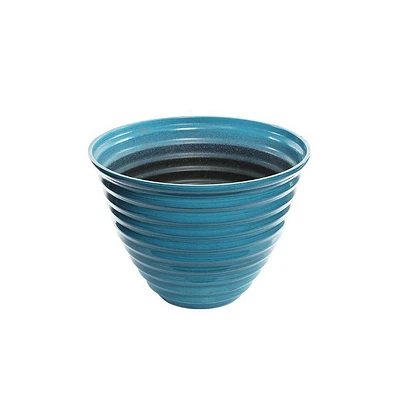 Alpine Corporation Glazed Indoor Outdoor Planter Blue 12x12x9: Durable Plastic, No Assembly