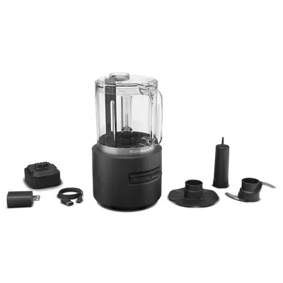 KitchenAid Go Cordless Food Chopper battery included KFCR531: 5-Cup Capacity, Stainless Steel Blades, 2 Speeds, Dishwasher-Safe