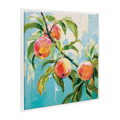 Kate & Laurel All Things Decor 30x30 Sylvie Beaded Peach Tree Framed Canvas by The Creative Bunch Studio White