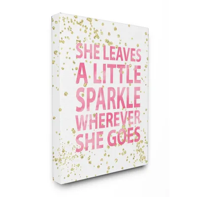 She Leaves A Little Sparke Stretched Canvas Kids Wall Art (16x20x1.5) - Stupell Industries