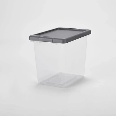 Medium Latching Clear Storage Box - Brightroom: Stackable Plastic Tote with Built-In Handles, 28L Capacity, Latches