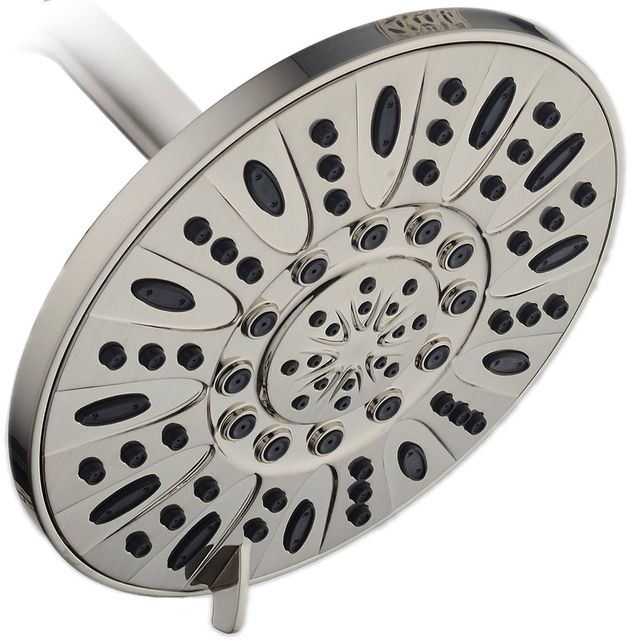 AquaDance 7 Six Setting High Pressure Ultra Luxury Giant Rainfall Shower Head Brushed Nickel: ABS & Brass, 2.5 GPM