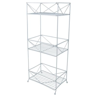 Bath Bliss Geo Spa Tower Chrome: Steel Bathroom Organizer, Shower Storage Stand, 25.28 Height