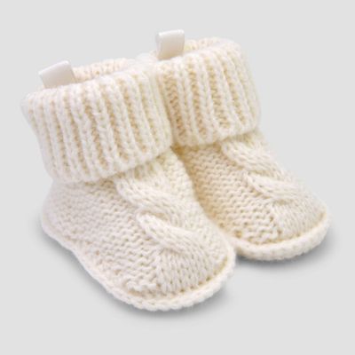 Carters Just One You Baby Knitted Cable Slippers - Ivory Newborn
