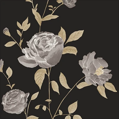 Tempaper & Co. Rambling Rose by She She Peel and Stick Wallpaper Black