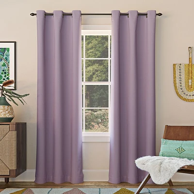 40x63 Sun Zero Blackout Kenneth Energy Saving Grommet Curtain Panel Lavender: Thermal Insulated, Noise Reducing