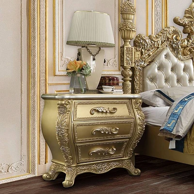 32 Cabriole Nightstand Gold Finish - Acme Furniture