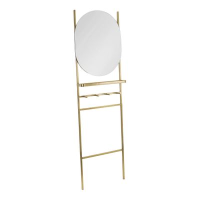 18 x 67 Noka Mirror Leaning Ladder Gold - Kate & Laurel: Capsule Shape, Storage Shelf, Wall Mounted