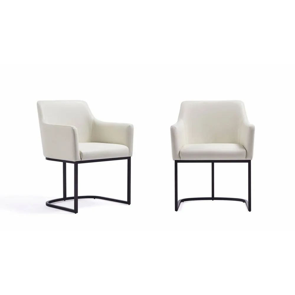 Manhattan Comfort Modern Serena 6 Piece Dining Set Upholstered in Leatherette with Steel Legs in Grey Manhattan Comfort Modern Serena 6 Piece Dining Set Upholstered in Leatherette with Steel Legs in Grey