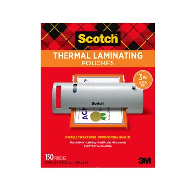 Scotch 150ct Thermal Pouches Letter Size 3mm: Laminating Film Supplies for Laminator, 11.5 x 9 Sheets