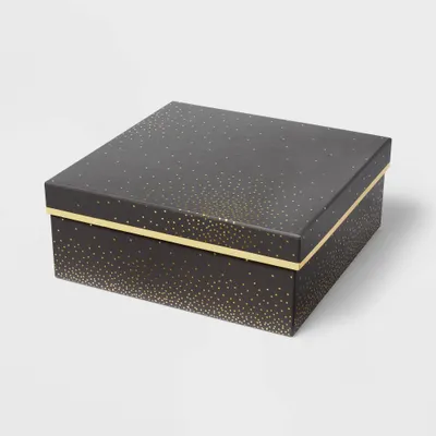 Square Foil Dotted Box Black - Spritz: Polka Dot Gift Box for Graduation & Christmas, 10x10x4