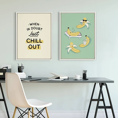 18 x 24 Sylvie When in Doubt Chill out Framed Canvas by the Creative Bunch Studio White - Kate & Laurel All Things Decor