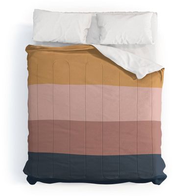 Queen/Full Colour Poems Minimal Retro Stripes Comforter Set Pink/Blue - Deny Designs