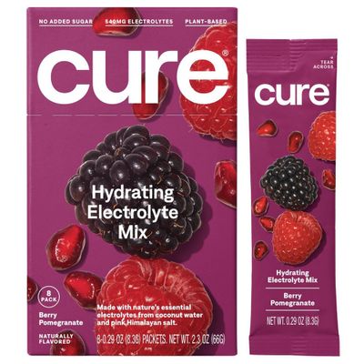 Cure Hydration Electrolyte Vegan Drink Mix Powder - Berry Pomegranate - 2.3oz/8pk