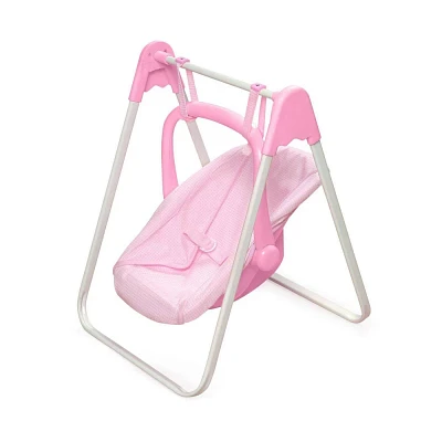 Badger Basket Doll Swing and Carrier - Pink Gingham