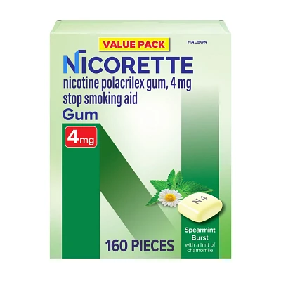 Nicorette 4mg Stop Smoking Aid Nicotine Gum - Spearmint Burst - 160ct