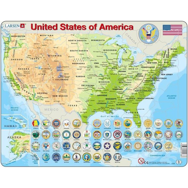 Springbok Larsen United States Map Childrens Educational Jigsaw Puzzle 90pc