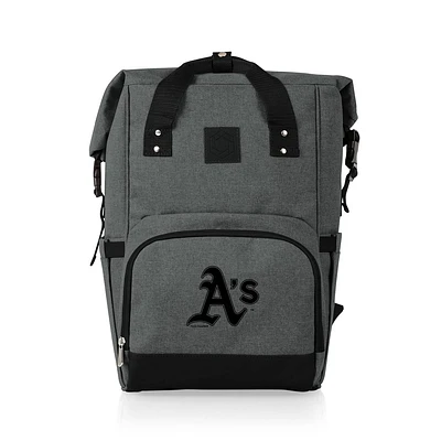 MLB Athletics On The Go Roll-Top Cooler Backpack - Heathered Gray