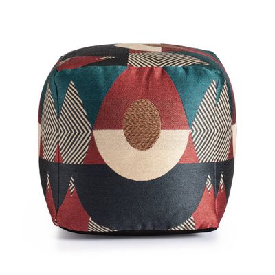 Martinique Indoor/Outdoor Pouf  - Anji Mountain: Durable, Jacquard-Woven, Mildew Resistant