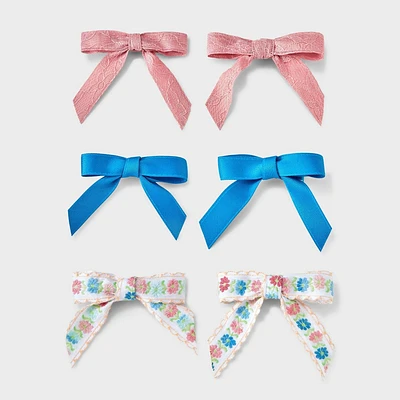 Girls 6pk Ribbon Bow Hair Clip Set - Cat & Jack Pink/Blue