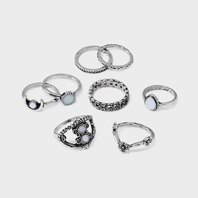 Textured Multi Ring Set 8pc - Wild Fable Silver