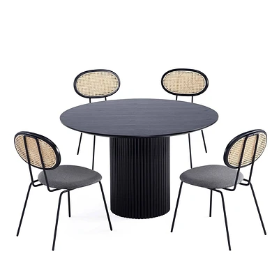 Manhattan Comfort 5pc 47.24 Hathaway and Jardin Round Dining Set