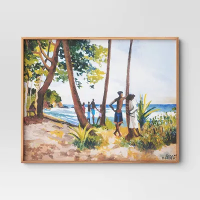 30 x 24 Village Waterfront by Boscoe Holder Framed Canvas board - Threshold: Modern Style, Pine Frame, Nature Scene