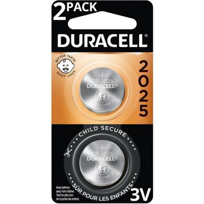 Duracell 2025 Batteries Lithium Coin Button - 2 Pack - Specialty Battery w/ Bitterant Technology