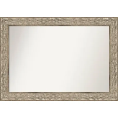 42 x 30 Non-Beveled Trellis Silver Wood Wall Mirror - Amanti Art