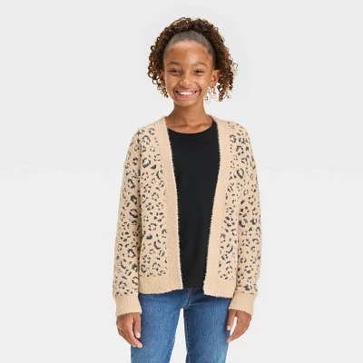 Girl Leopard Print Open Layering Cardigan